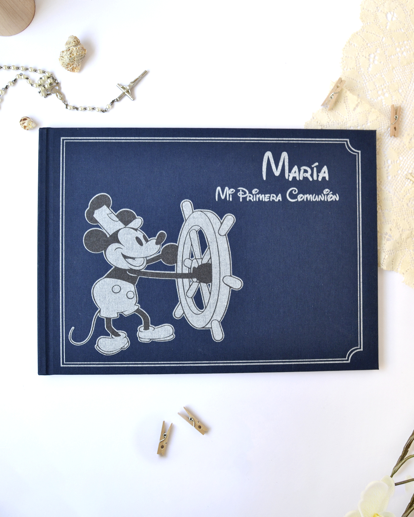 Libro de firmas Mickey Mouse retro personalizado - Papimko