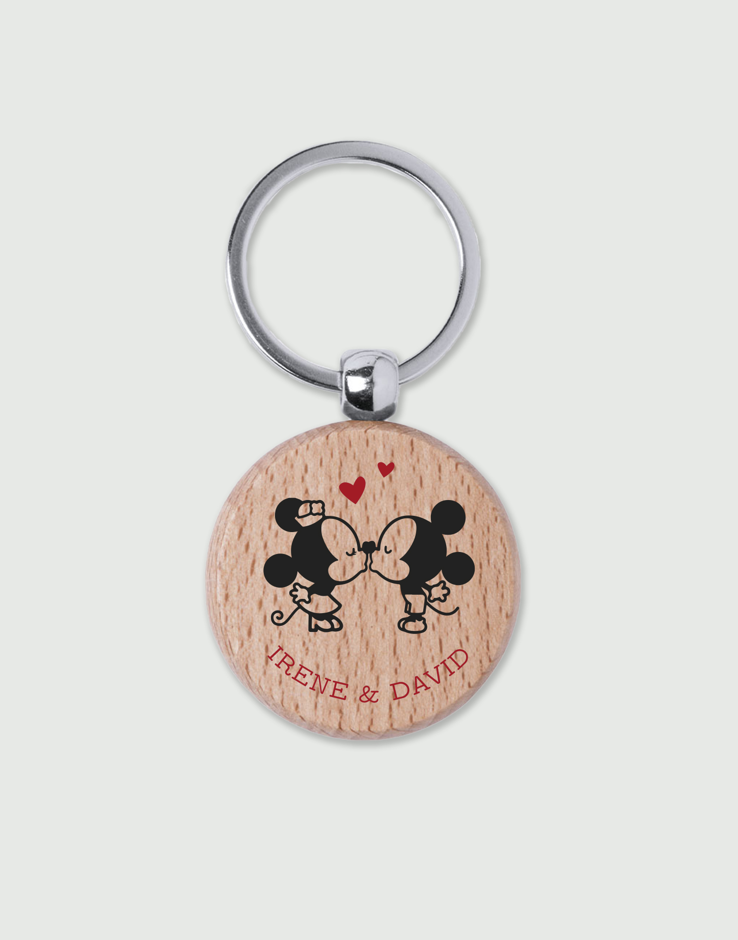 LLavero de madera Mickey&Minnie personalizado - Papimko